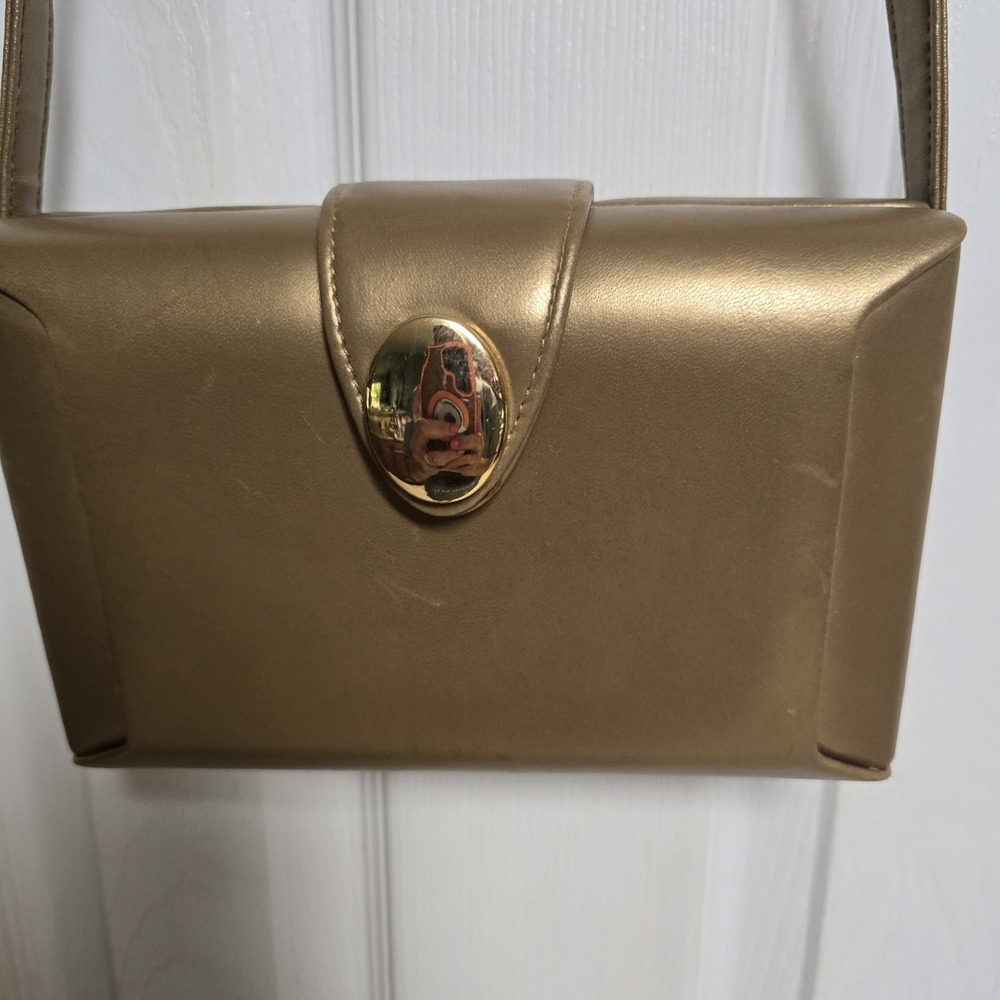 Modern Ande Soft Leather Crossbody Shoulder Bag Gold Excellent Condition Vintage - Picture 1 of 10